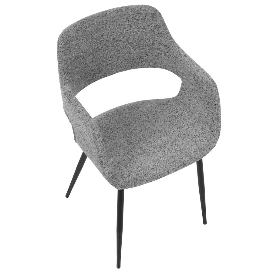 LumiSource Margarite Chair Set of 2 | Grey Fabric and Black Metal Legs | Mid-Century Modern Dining & Accent Seating | Model CH-MARGBK-GY2