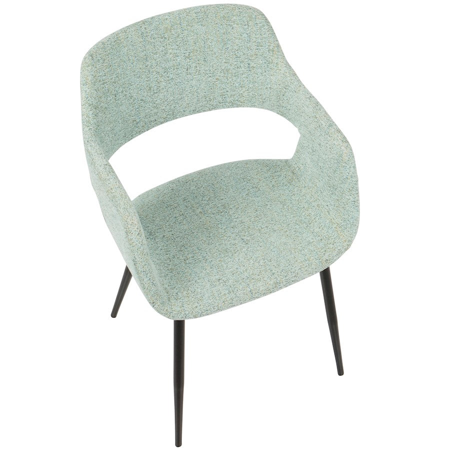 LumiSource Margarite Chair Set of 2 | Light Green Fabric and Black Metal Legs | Mid-Century Modern Dining & Accent Seating | Model CH-MARGBK-LGN2