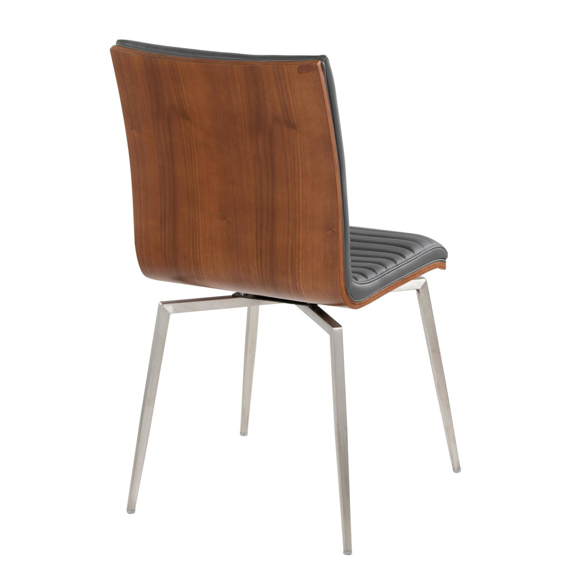 LumiSource Mason 21.5in Swivel Accent Chair Set of 2 | Walnut & Grey PU on Brushed Stainless Steel | Kitchen & Dining Room | Model CH-MSNSWVWLGY2