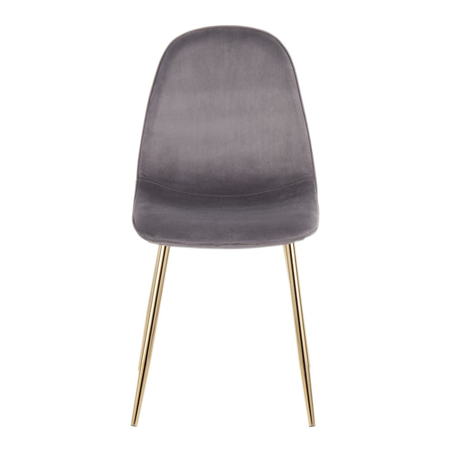 LumiSource Pebble Chair Set of 2 | Gold Steel and Grey Velvet | Living Room & Guest Seating | 20.75 x 17.75 x 35 in | Model CH-PEBBLEAUVGY2