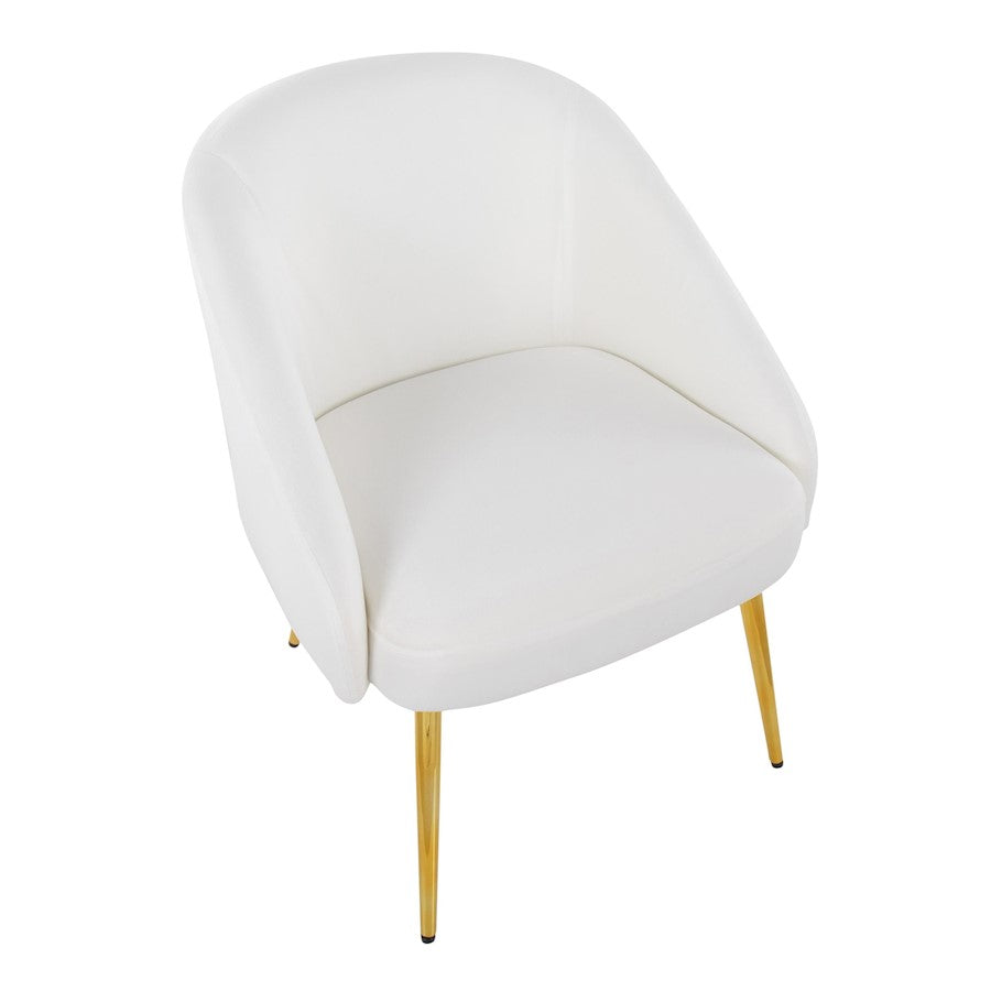 LumiSource Shiraz Chair | Glam Gold Metal & White Velvet | Living Room & Bedroom Accent | 25 x 24 x 30.5 in | Model CH-SHIRAZAUVW