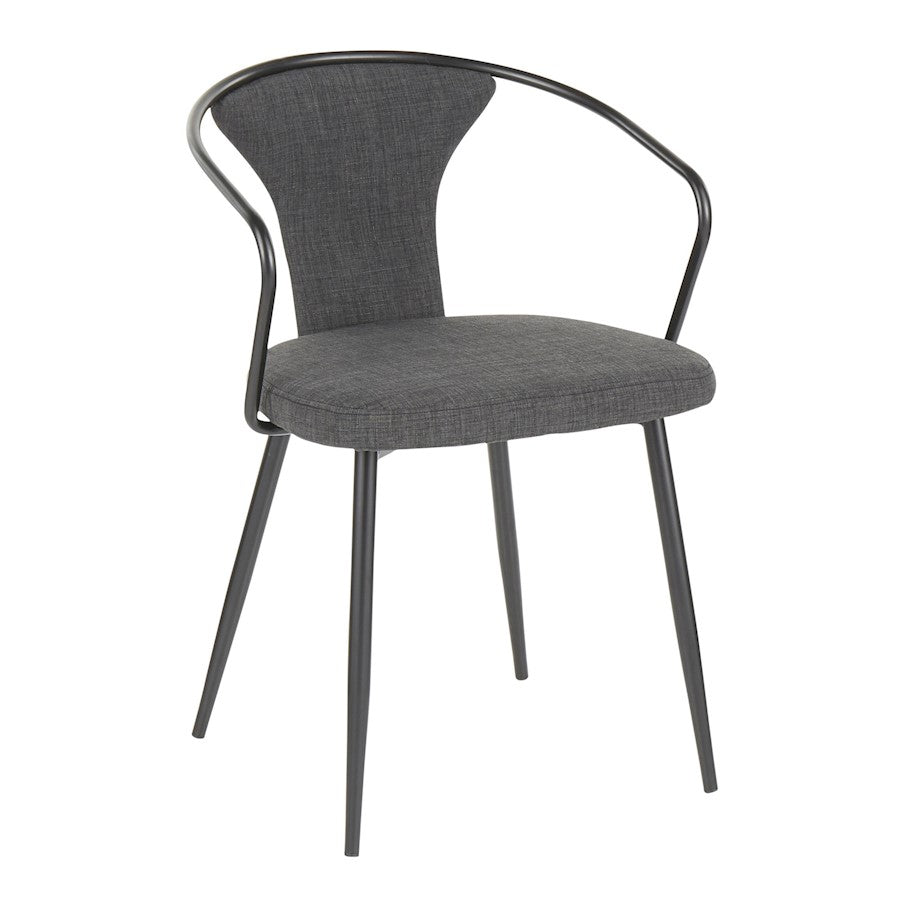 LumiSource Waco Upholstered Chair | Black Metal and Dark Grey Fabric | Kitchen & Dining Room Seating | 20 x 20 x 29 in | Model CH-WACOUPBKDGY