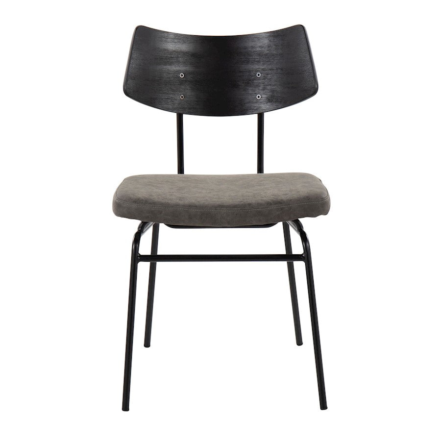 LumiSource Walker Chair Set of 2 | Mid-Century Black Metal & Dark Grey PU | Dining Room & Living Room Seating | 18 x 20 x 31 in | Model CH-WALKERBKGY2