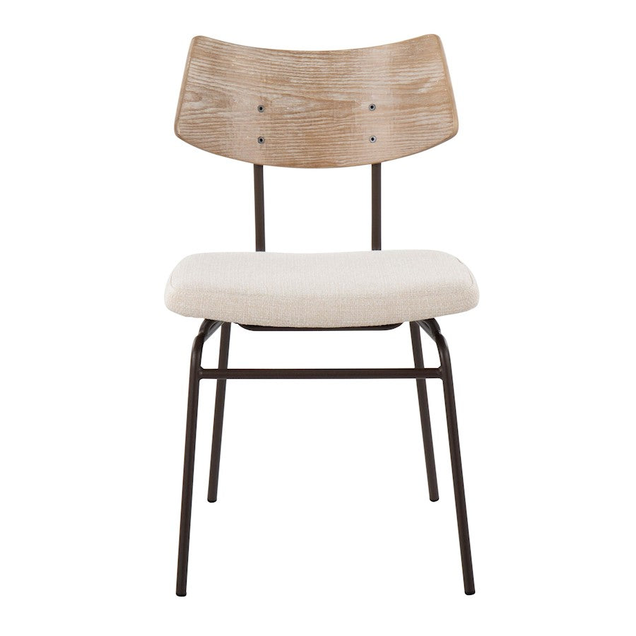 LumiSource Walker Chair Set of 2 | Mid-Century Brown Metal & Cream Fabric | Dining Room & Living Room Seating | 18 x 20 x 31 in | Model CH-WALKERBNCR2