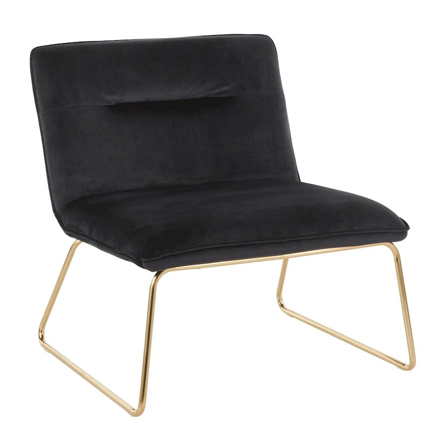 LumiSource Casper Accent Chair | Glam Gold Metal and Black Velvet | Living Room, Bedroom & Office Seating | 27 x 26 x 30 in | Model CHR-CASPERAUVBK