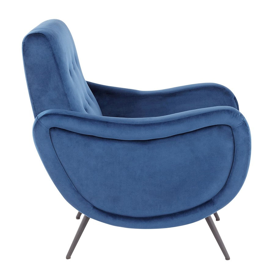LumiSource Rafael Lounge Chair | Contemporary Black Metal & Blue Velvet | Living Room & Lounge | 28 x 32 x 34 in | Model CHR-RAFAELBKVBU