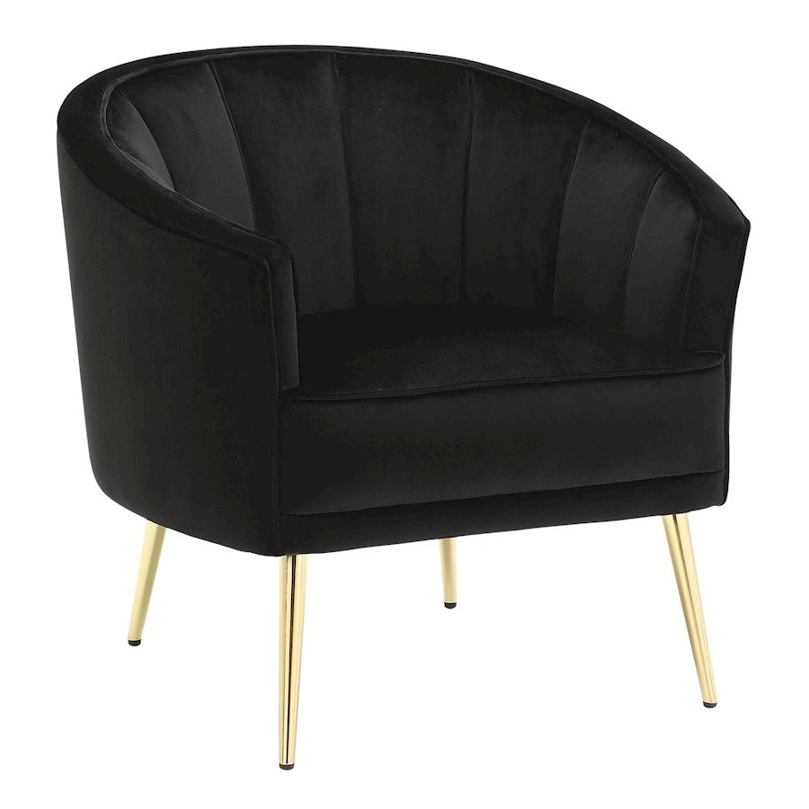 LumiSource Tania Accent Chair | Glam Gold Metal & Black Velvet | Living Room & Vanity Seating | 30 x 27 x 29 in | Model CHR-TANIAAU-BK