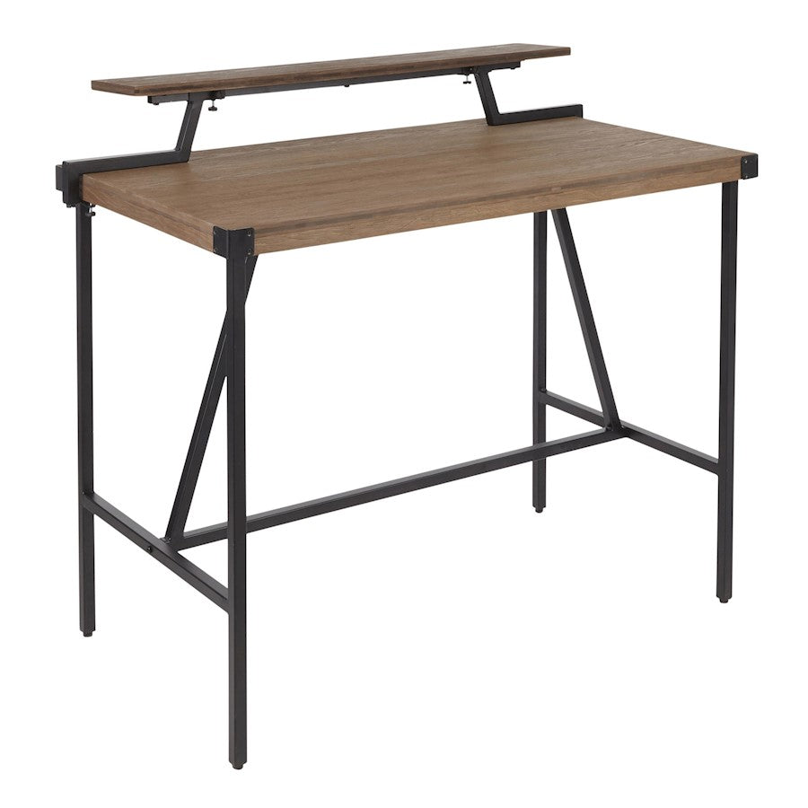 LumiSource Gia Counter Table 50in W | Black Metal Frame, Brown Bamboo Top | Kitchen Island & Dining Area | 50 x 26 x 43 in | Model CT-GIABKBN