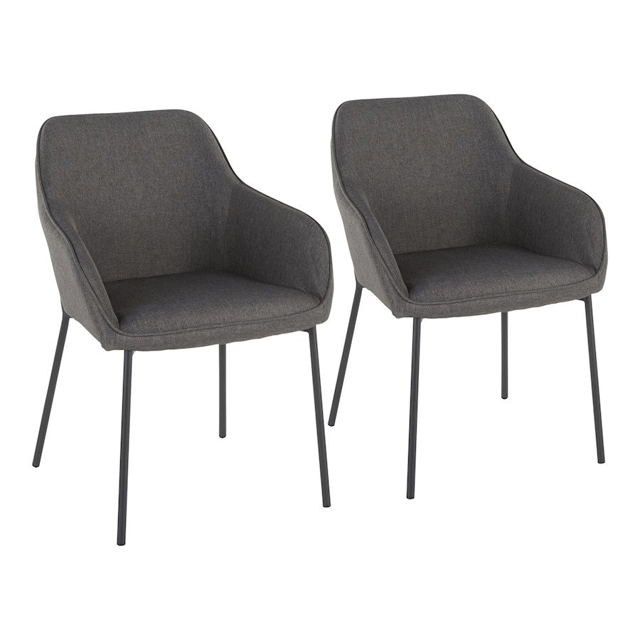 LumiSource Daniella Set of 2 Dining Chair | Black Metal & Charcoal Fabric | Dining Room & Living Room Seating | Model DC-DANIELLABKCHAR2