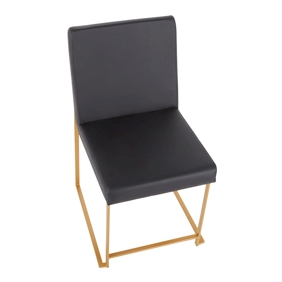 LumiSource Fuji High Back Dining Chair Set of 2 | Gold Metal and Black PU | Dining Room & Office Seating | Model DC-HBFUJIAUBK2