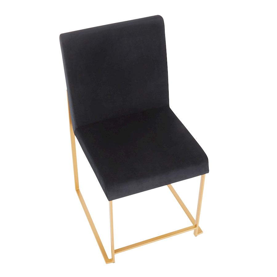 LumiSource Fuji Dining Chair Set of 2 | Gold Metal & Black Velvet | Dining Room & Office Seating | 21.5 x 18.5 x 33.5 in | Model DC-HBFUJIAUVBK2