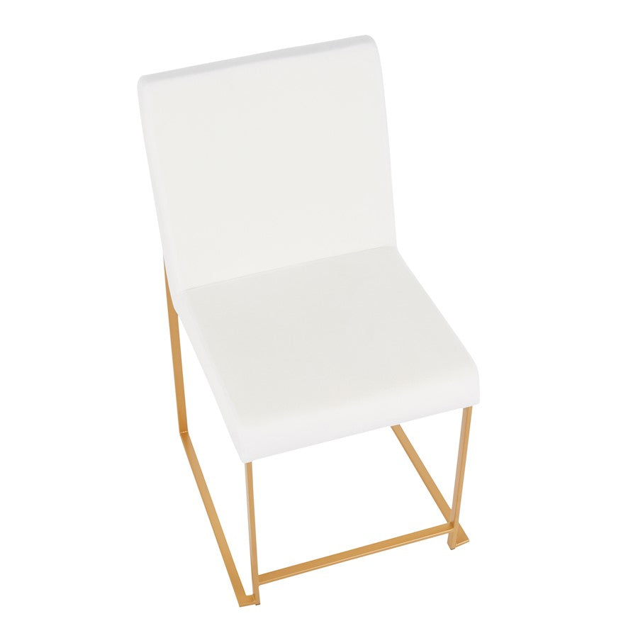 LumiSource Fuji Dining Chair Set of 2 | Gold Metal & White Velvet | Dining Room & Office Seating | 21.5 x 18.5 x 33.5 in | Model DC-HBFUJIAUVW2