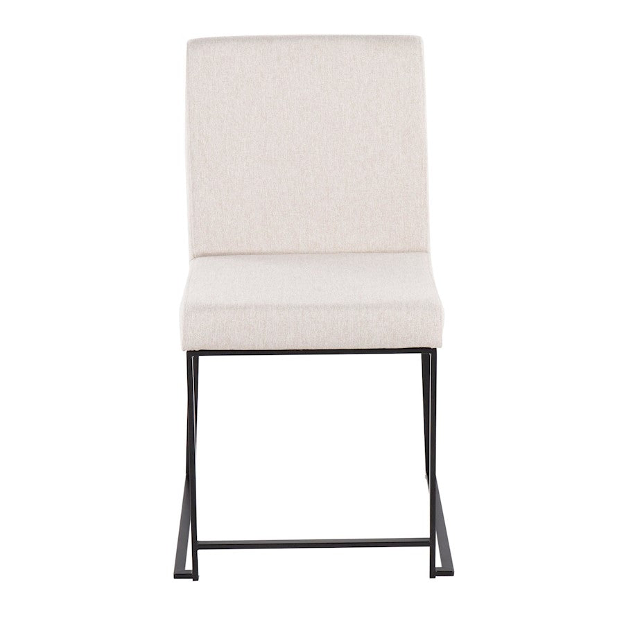 LumiSource Fuji High Back Dining Chair Set of 2 | Black Steel & Beige Fabric | Dining Room & Office Seating | 18 x 22 x 34 in | Model DC-HBFUJIBKBG2