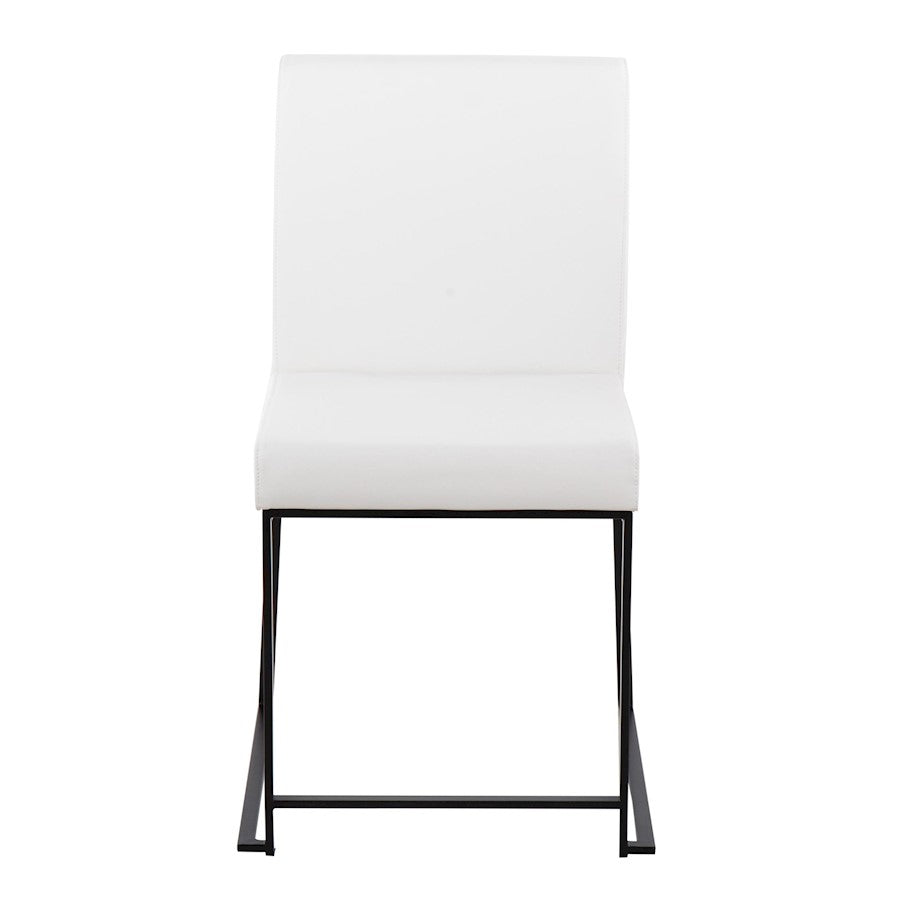 LumiSource Fuji High Back Dining Chair Set of 2 | Black Steel & White PU Leather | Dining Room & Office Seating | Model DC-HBFUJIBKW2