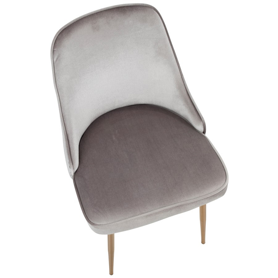 LumiSource Marcel Dining Chair Set of 2 | Glam Gold Metal & Silver Velvet | Dining Room & Living Room Seating | 24x20x34 in | Model DC-MARCLAU-SV2