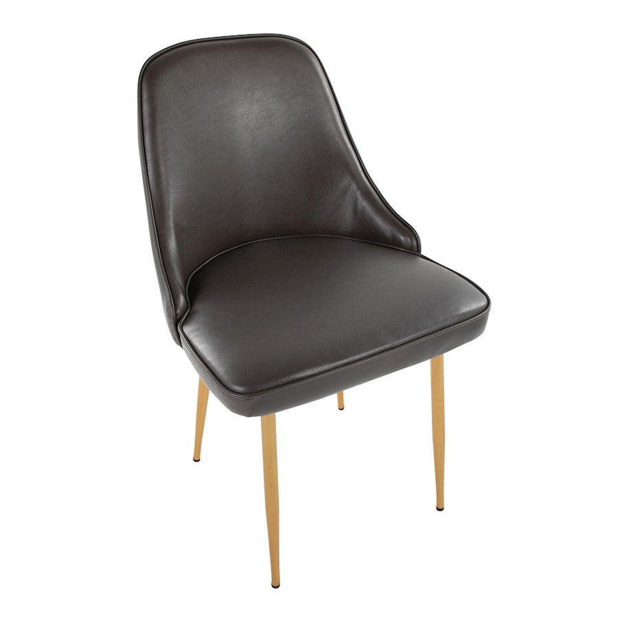LumiSource Marcel Dining Chair Set of 2 | Glam Gold Metal & Grey PU | Dining Room & Kitchen Seating | 23.5x20x33.75 in | Model DC-MARCLAUPUGY2
