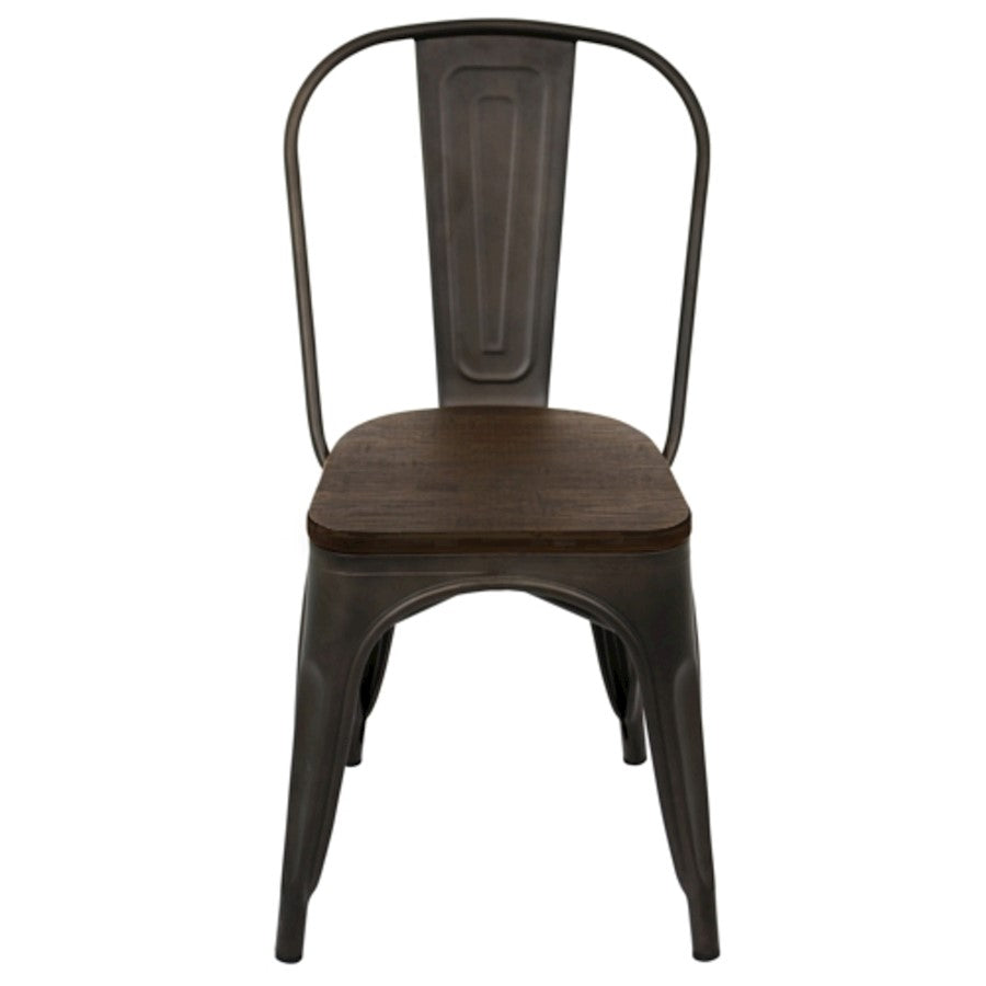 LumiSource Oregon Dining Chair (Set of 2) | Industrial Antique Steel & Espresso Wood Seat | Kitchen & Dining Room Seating | Model DC-TW-ORDKESP2