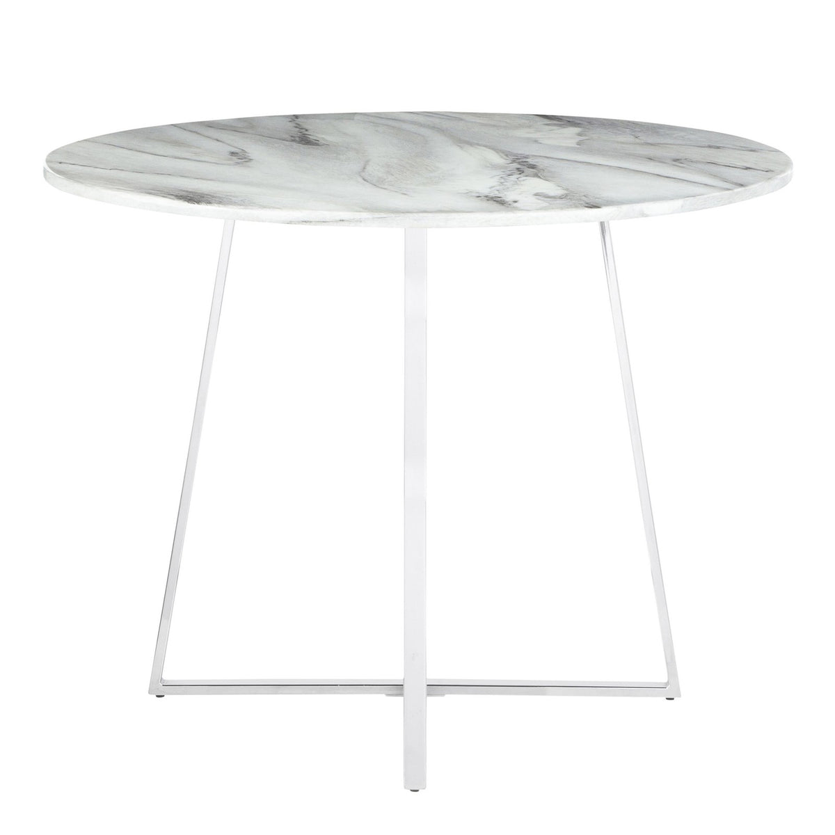 LumiSource Cosmo 40in Round Dining Table | Chrome and White Marble Top | Modern Kitchen & Dining Room | 39.5 x 39.5 x 31 in | Model DT-COSMO2WMB