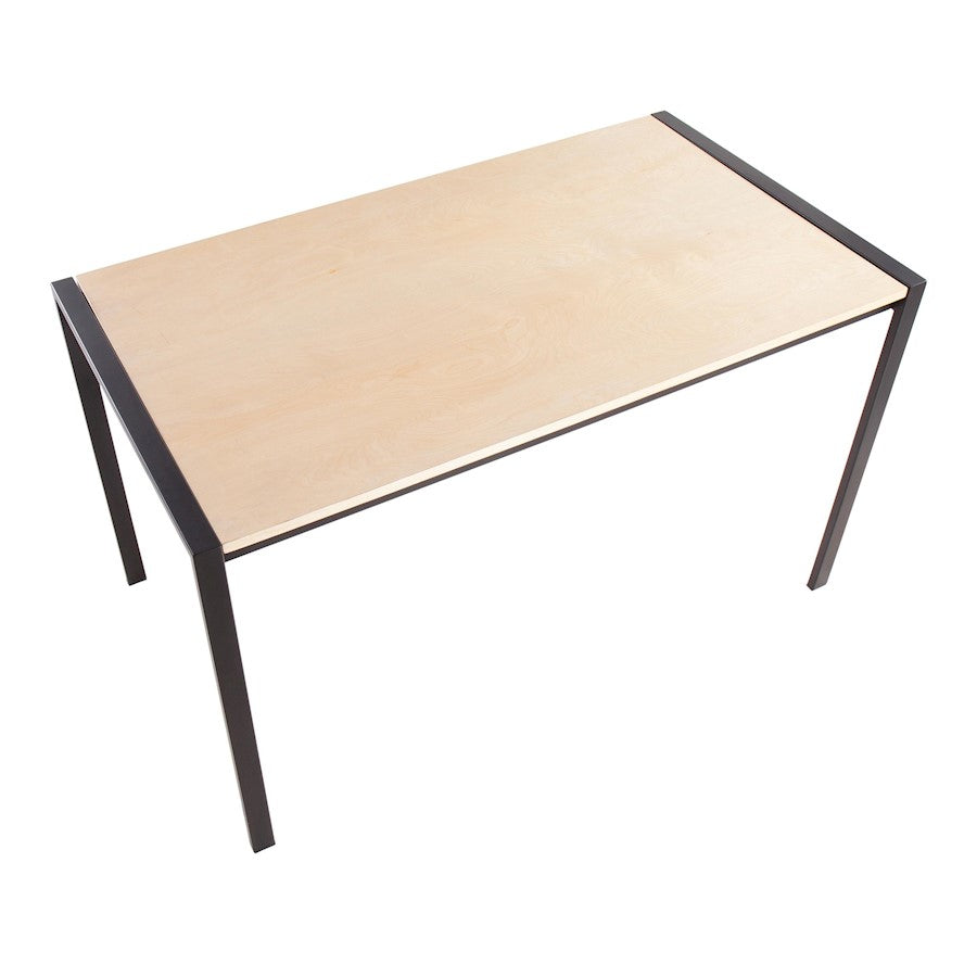 LumiSource Fuji 50in Rectangular Dinette Table | Contemporary Black Metal and Natural Wood | Kitchen & Dining Room | Model DT-FUJI4728BKNA