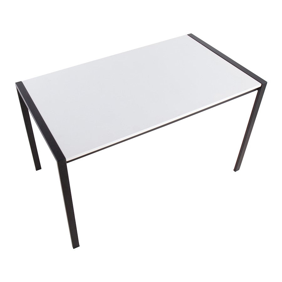 LumiSource Fuji 50in Rectangular Dinette Table | Contemporary Black Metal and White Wood | Kitchen & Dining Room | Model DT-FUJI4728BKW