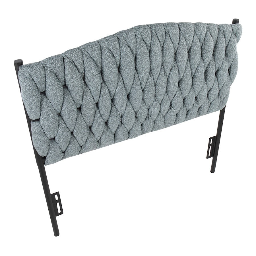 LumiSource Braided Matisse Twin Headboard | Black Metal Frame with Blue Fabric Upholstery | Bedroom & Guest Room | Model HBT-BRAIDMATBKBU