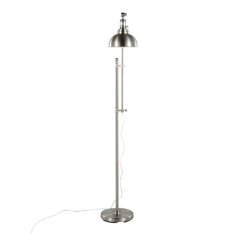 LumiSource Emery 66in Floor Lamp | Industrial Nickel Metal | Living Room & Bedroom | Adjustable 44-64in Head | Model L-EMRYFLNI