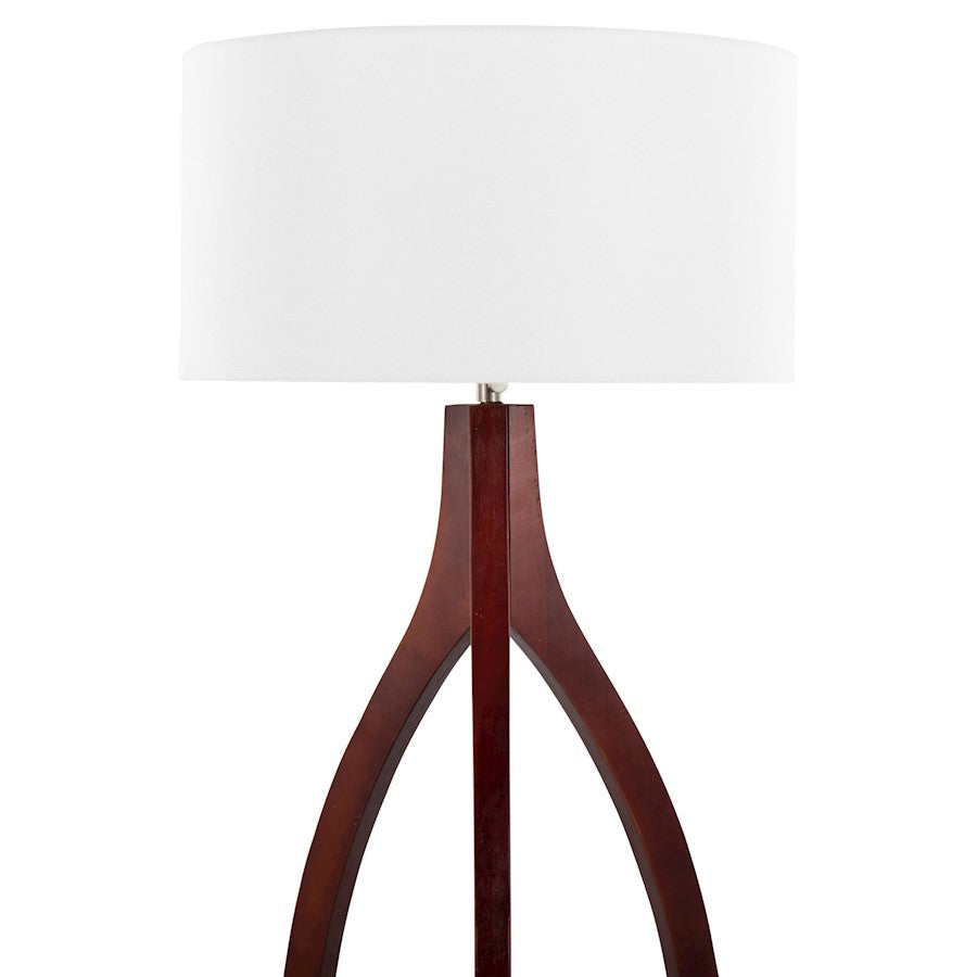 LumiSource Wishbone 20in Floor Lamp | Walnut Wood & White Fabric | Living Room & Office | 20 x 20 x 55 in | Model LFL-WSHBNFL2WLW
