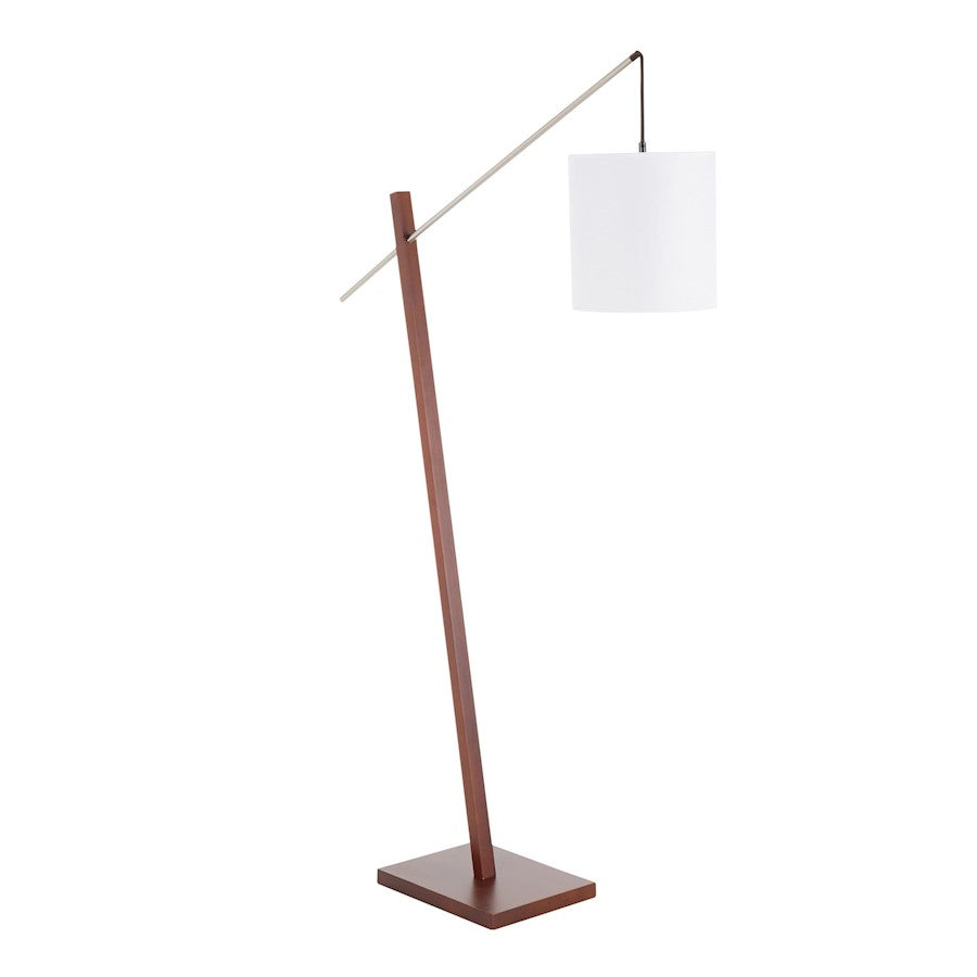 LumiSource Arturo Floor Lamp | Walnut Wood & White Fabric Shade | Living Room & Bedroom | 60in H | Model LS-ARTUROFLWLW