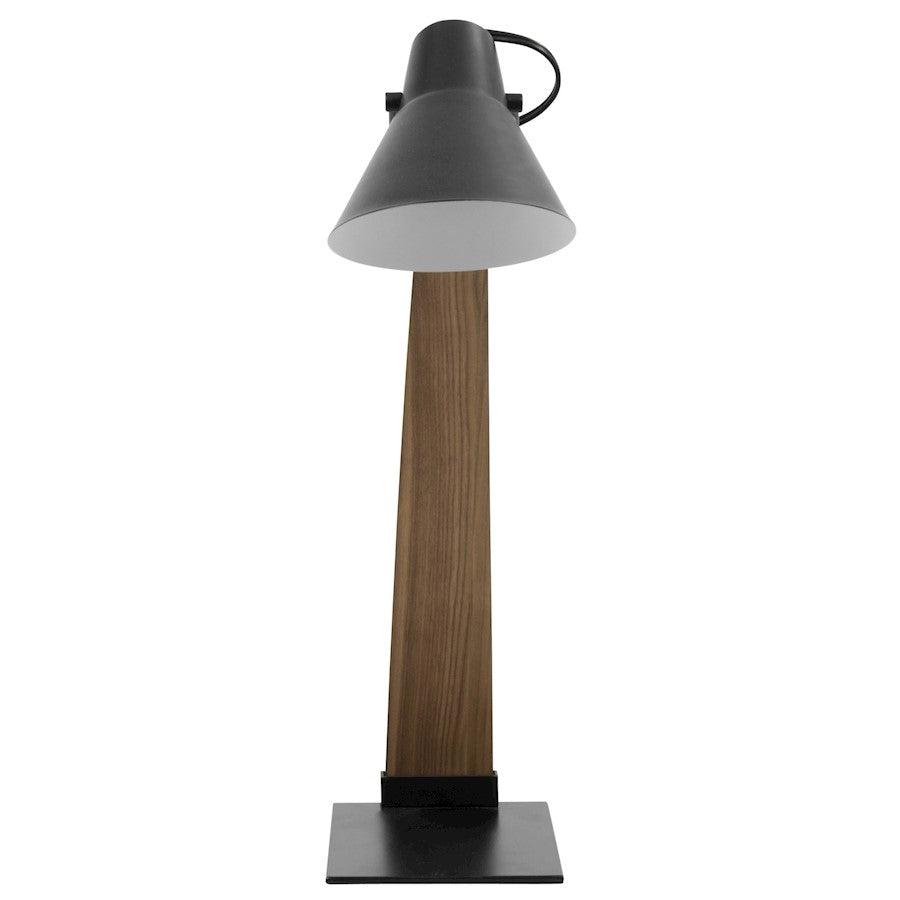 LumiSource Noah Table Lamp | Walnut Wood & Black Shade | Desk & Office | 22in H | Model LS-NOAHWL-BK