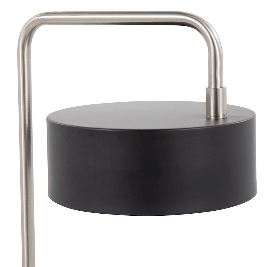 LumiSource Puck 17.75in Table Lamp | Contemporary Black Metal & Nickel | Bedside & Living Room Accent | 9.5 x 6.25 x 17.75 in | Model LS-PUCKTBBKNI