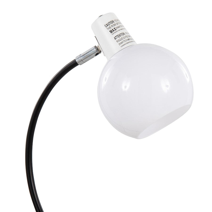 LumiSource Orb Eileen Task Lamp | Black Metal and White Plastic | Desk & Office Lighting | 9.75 x 12.5 x 17.5 in | Model LTB-EILEENBKW
