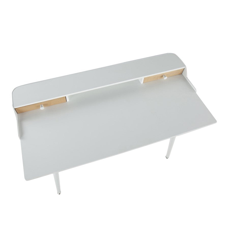 LumiSource Harvey Desk 48in W | Mid-Century White Steel & White Wood Top | Home Office & Study Desk | 48 x 24 x 33 in | Model OFD-HRVYWNA
