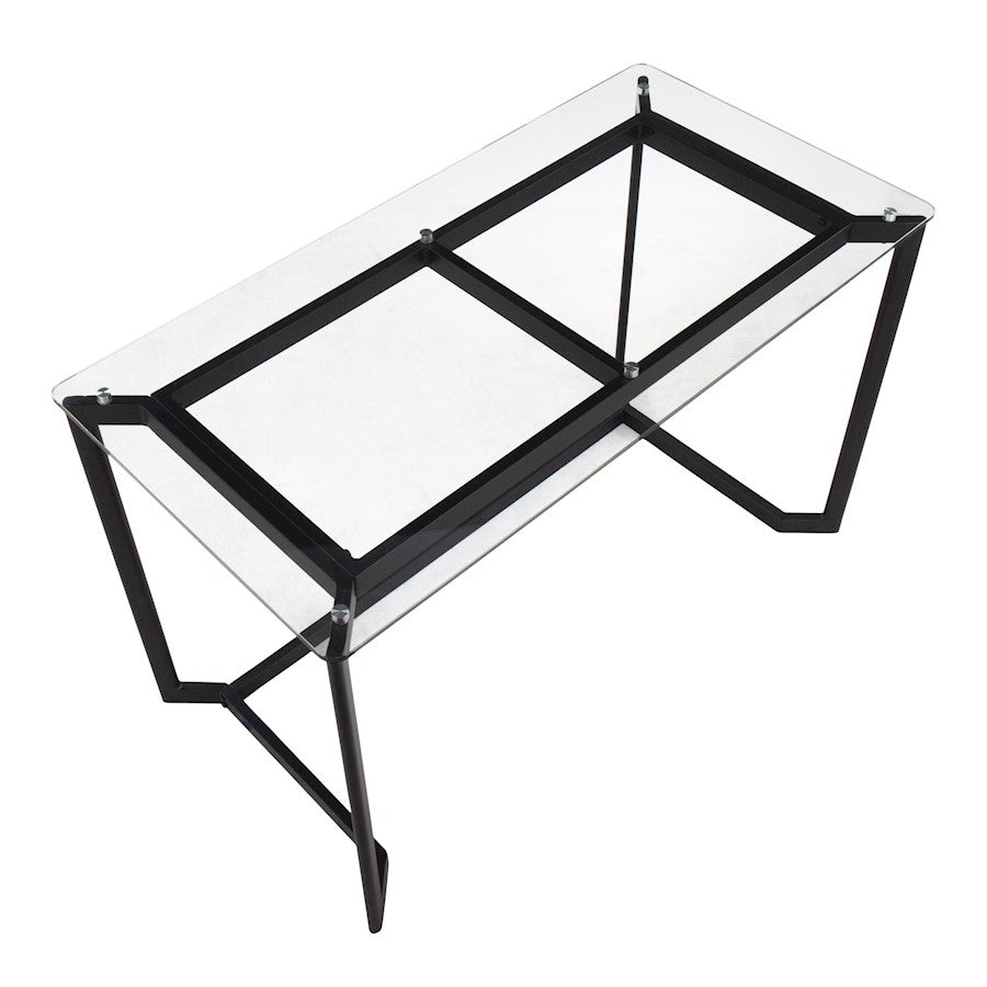 LumiSource Masters Office Desk 47in W | Modern Black Steel & Clear Glass Top | Home Office & Workspace Desk | 47 x 24 x 30 in | Model OFD-MSTRBKCL