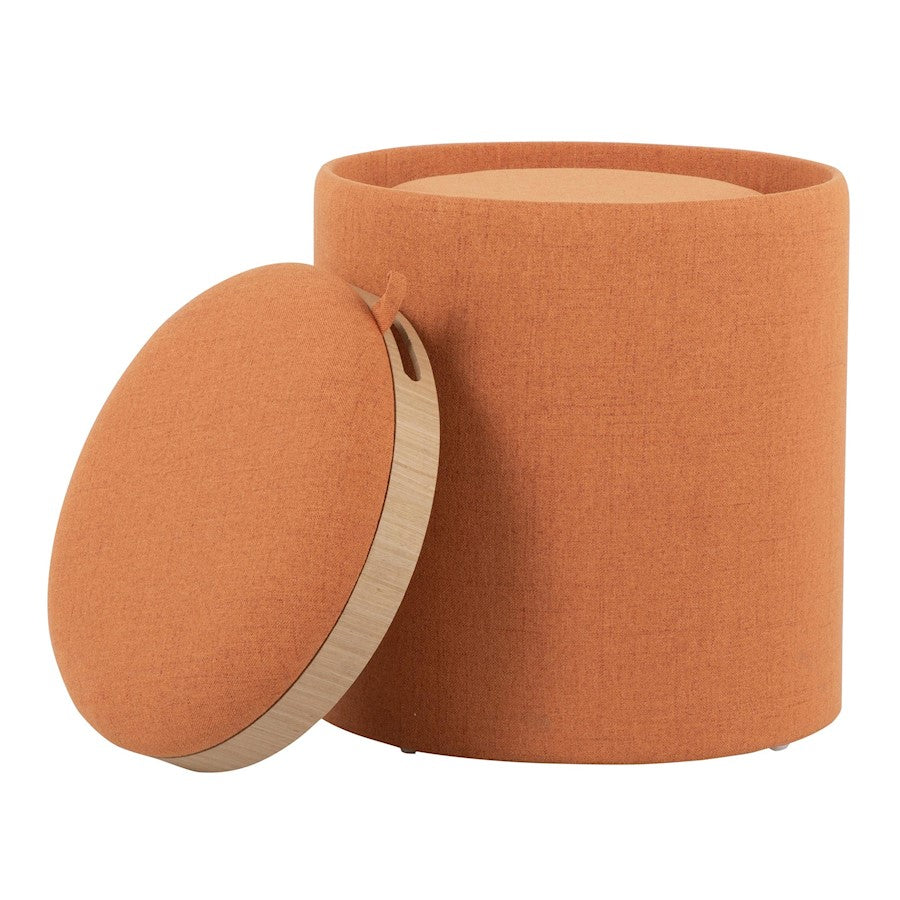 LumiSource Tray Nesting Ottoman Set | Orange Fabric and Natural Wood | Living Room & Extra Seating | 15.5 x 15.5 x 17.5 in | Model OT-TRAYNESTONA