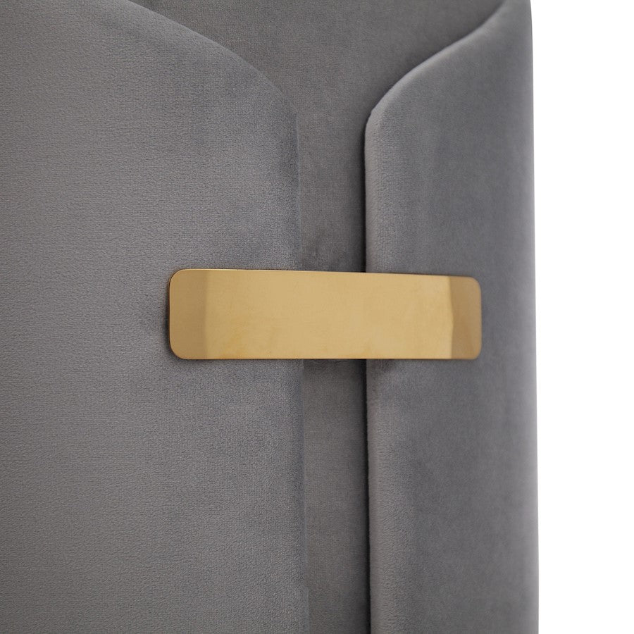 LumiSource Dahlia Ottoman Set | Gold Metal and Silver Velvet | Living Room & Bedroom Accent Seating | 14.5 x 14.5 x 17.5 in | Model OT2-DAHLIAAUVSV