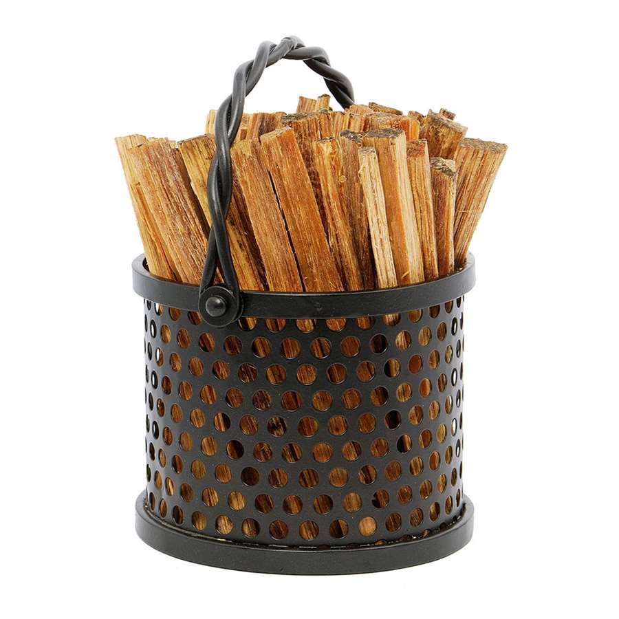 Minuteman International Twisted Rope Fatwood Caddy | Wrought Iron Graphite Powder Coated | Fireplace & Hearth Fire Starter | Model FWC-30