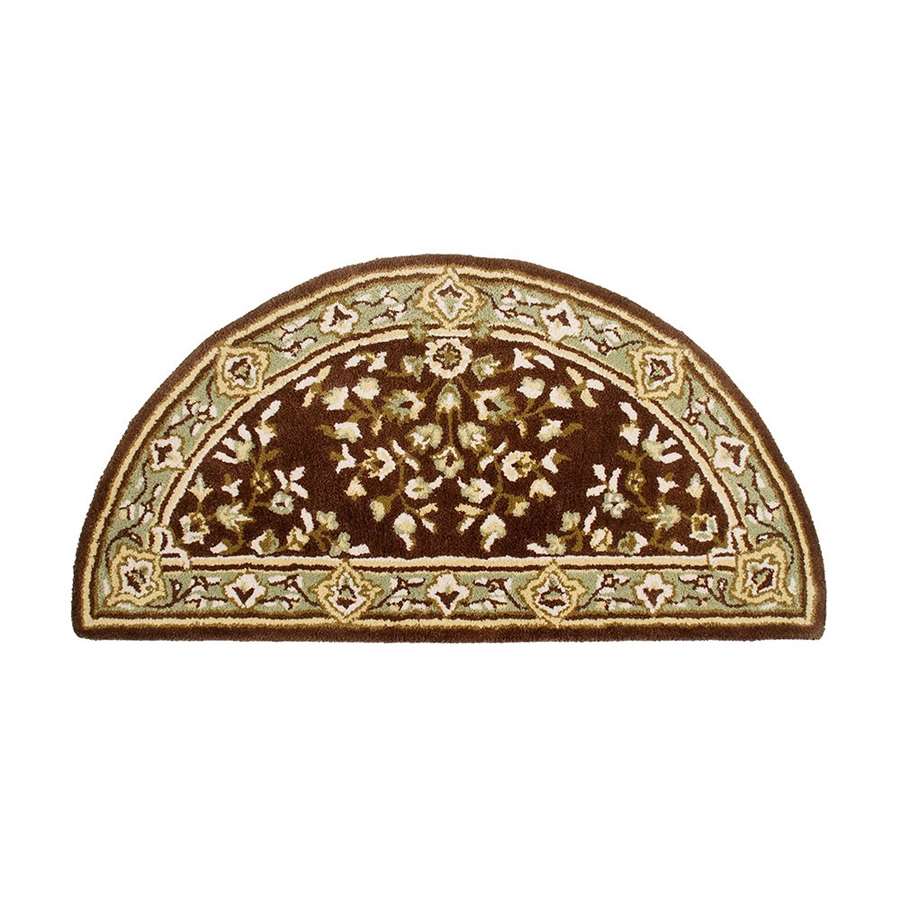 Minuteman International Oriental 44x22in Half Round Hearth Rug | Coffee 100% Virgin Wool | Fireplace & Entryway Floor Protection | Model H-29