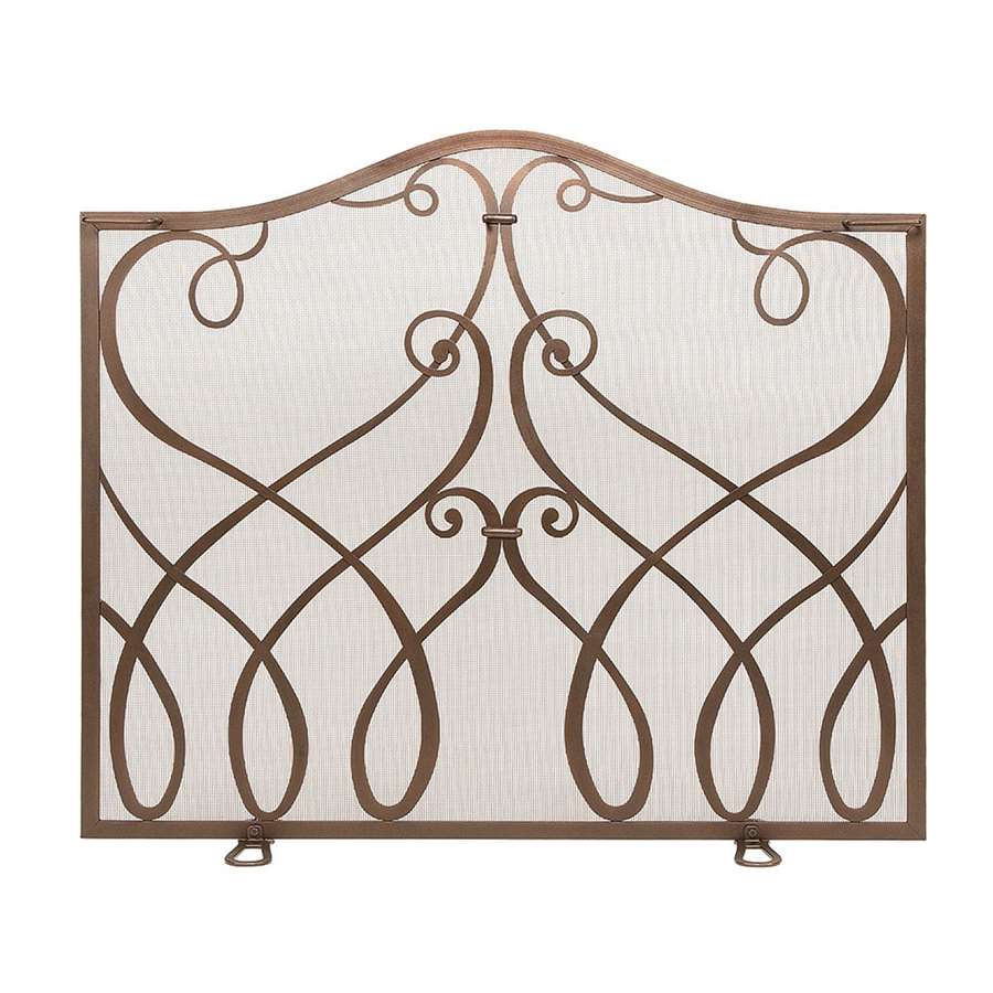 Minuteman International Cypher 38in Wrought Iron Fireplace Screen | Roman Bronze Powder Coated | Living Room & Hearth Accent | Model VS21-01Z