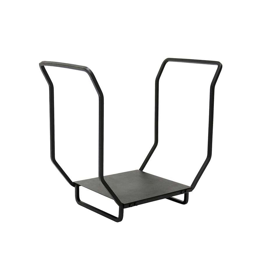 Minuteman International WDH-18 18in Wrought Iron Log Holder | Black Powder Coat | Indoor & Outdoor Firewood Storage | 16 x 12 x 22 in | Model WDH-18
