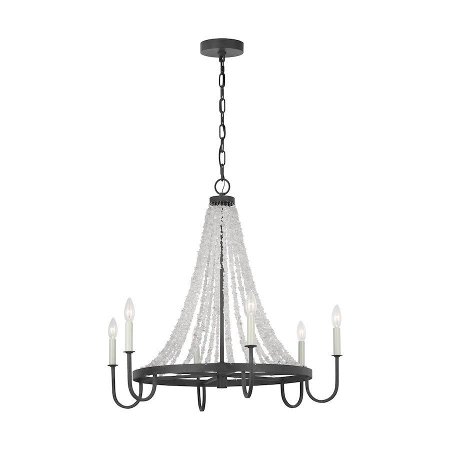 6 Light Medium Chandelier, Dark Weathered Zinc