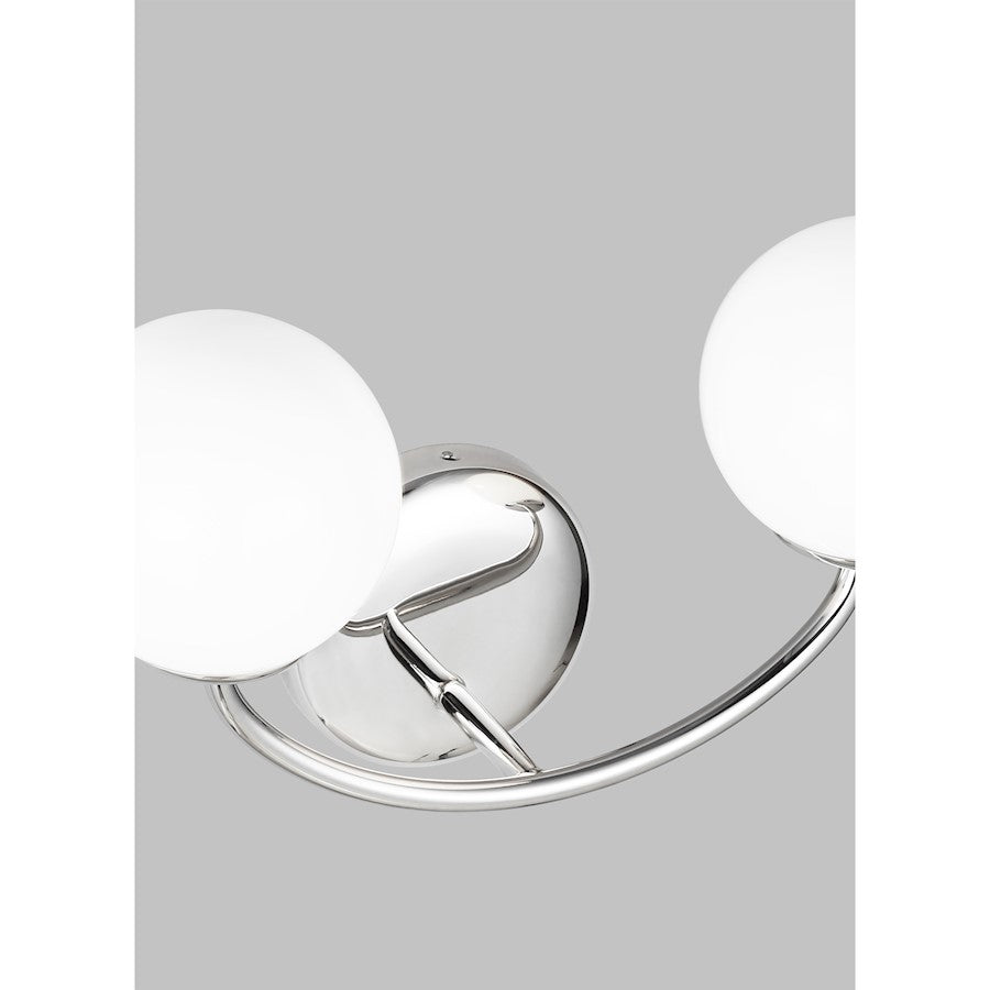 2 Light Bathroom Vanity Light, Polished Nickel