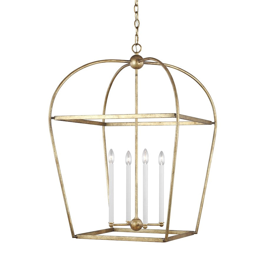 4 Light Large Lantern, Antique Gild