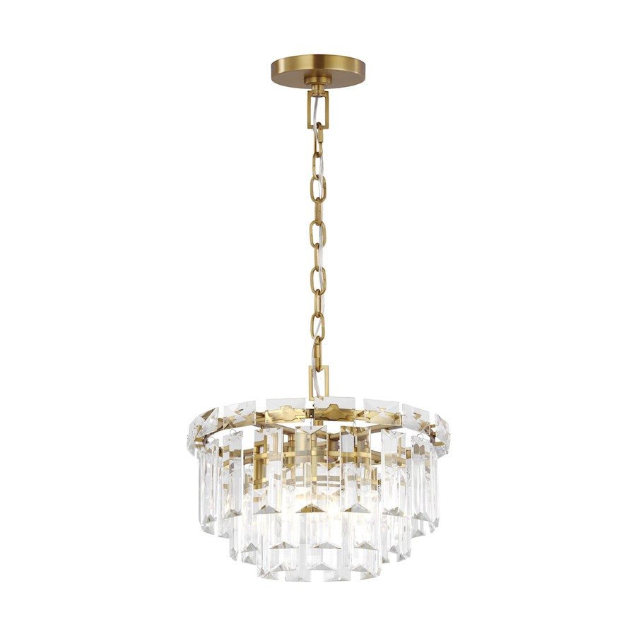 4-Light Small Chandelier, Burnished Brass