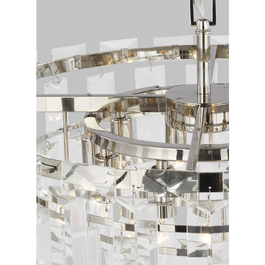 10 Light Medium Chandelier, Polished Nickel