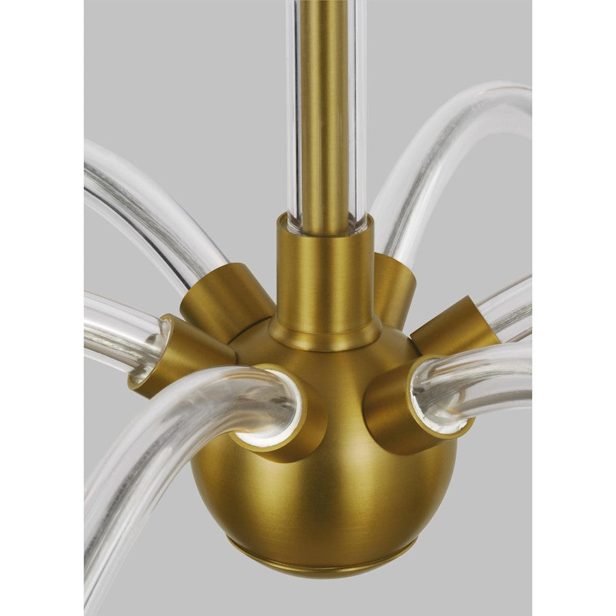 6 Light Large Chandelier, Burnished Brass