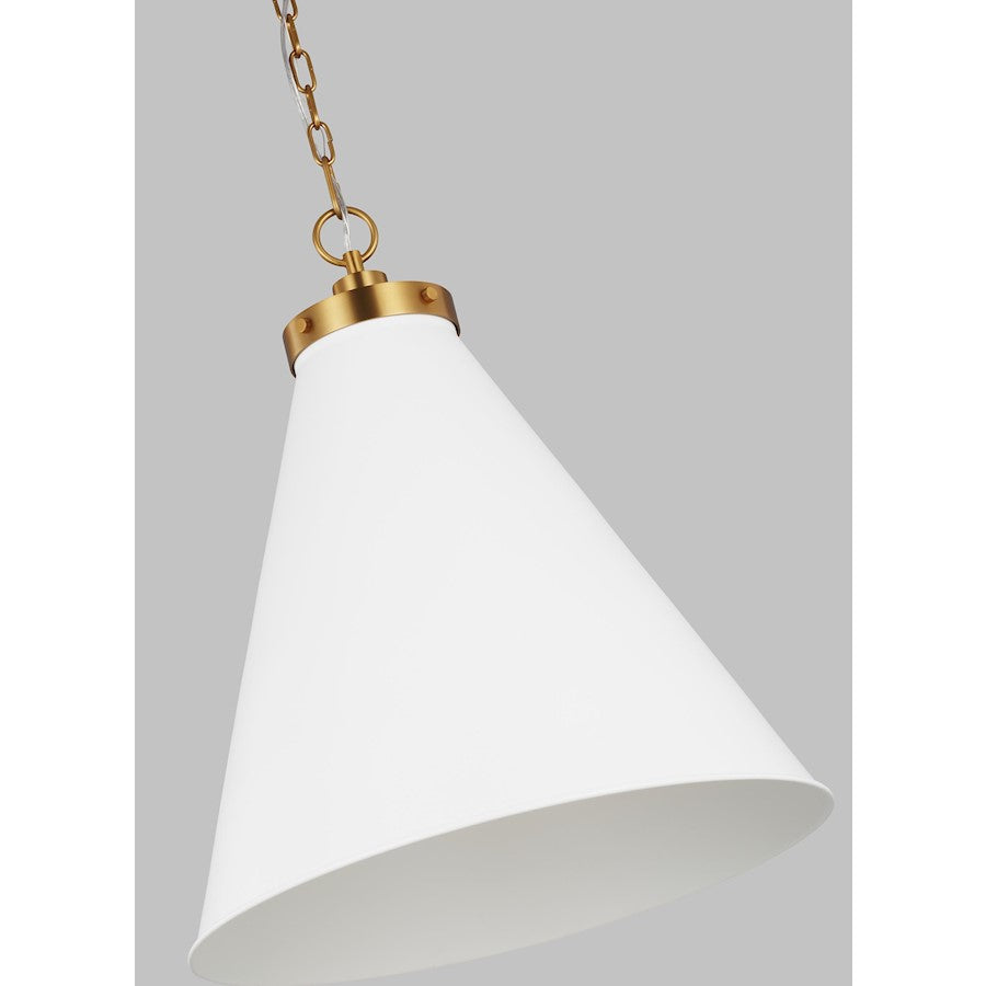 1 Light Large Cone Pendant, WH/BS