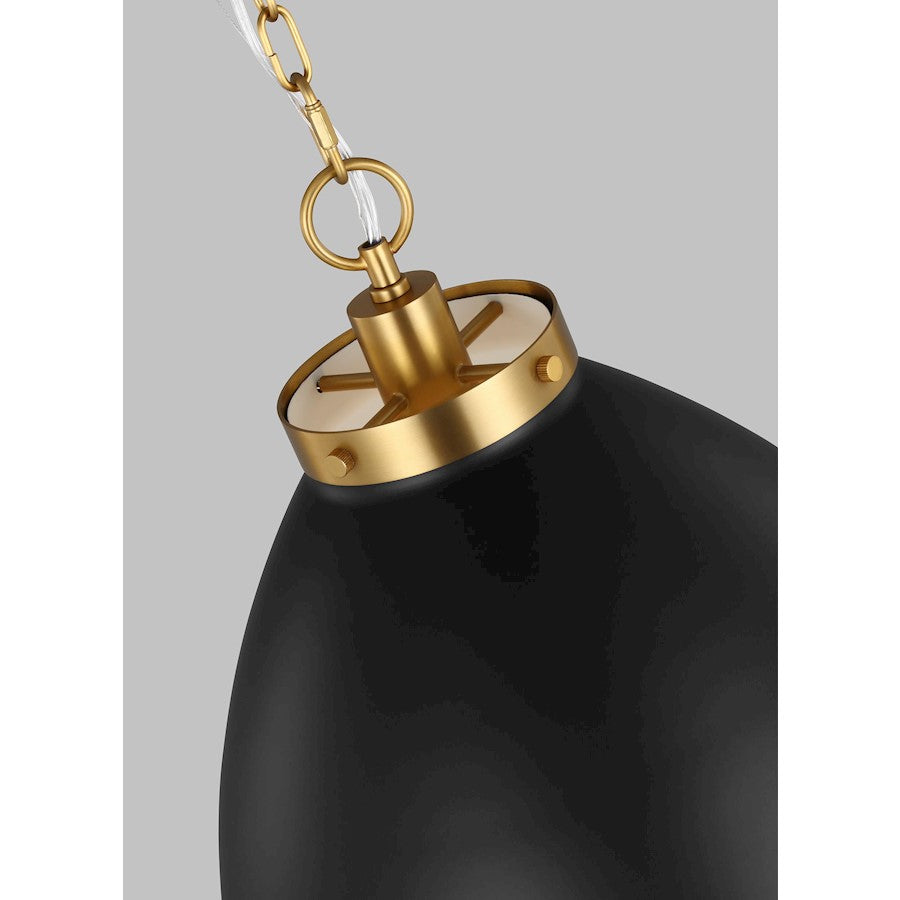 1 Light Large Dome Pendant, BK/BS