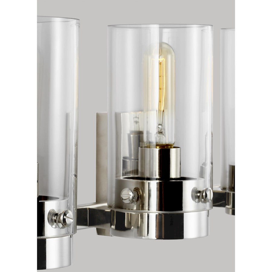 4 Light Bathroom Vanity Light, Polished Nickel