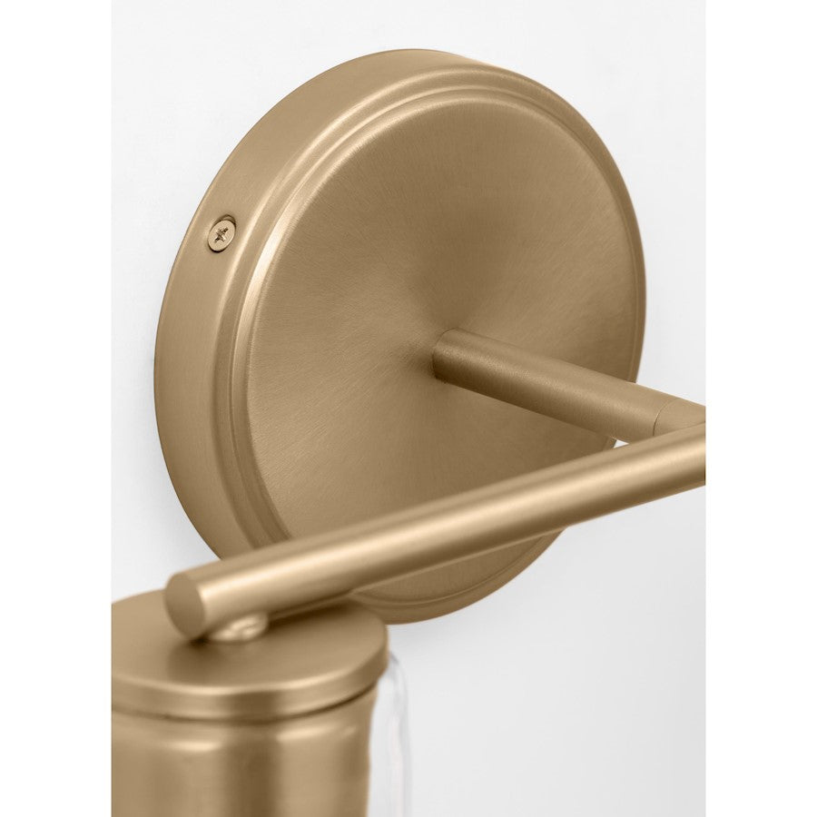 2 Light Bathroom Vanity Light, Satin Brass