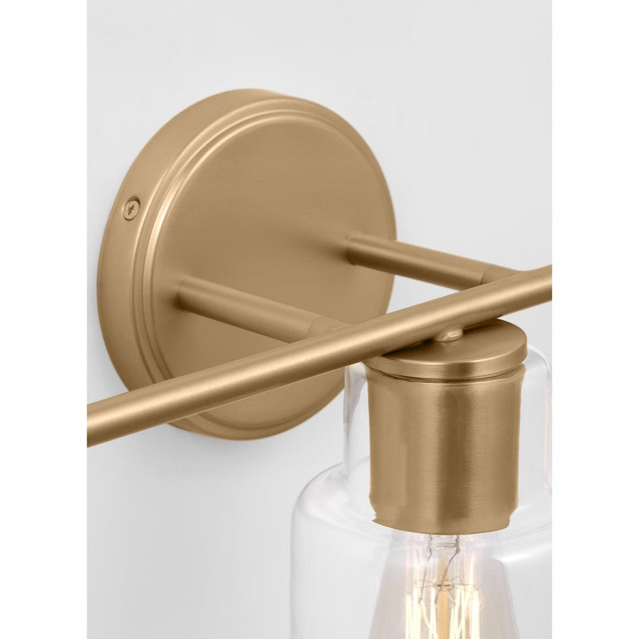 3 Light Bathroom Vanity Light, Satin Brass